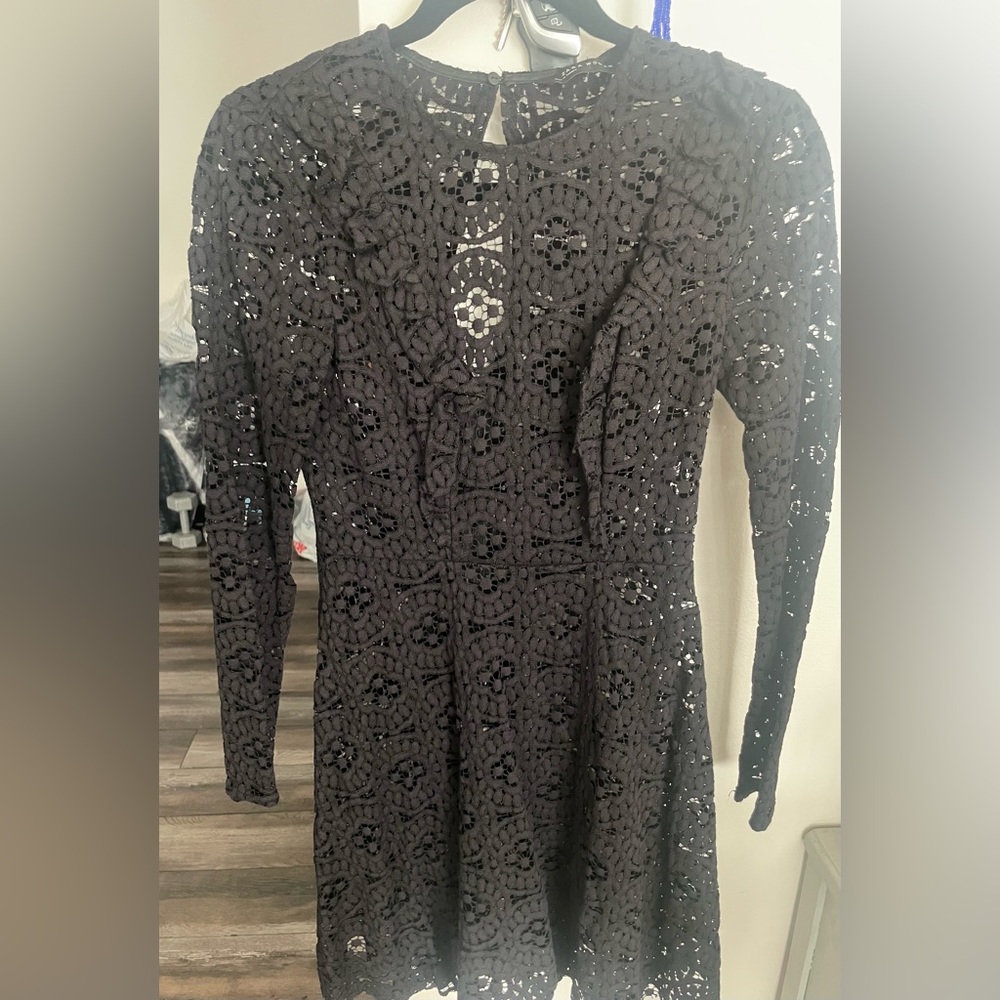 Zara black lace dress size small. No tags worn once for nye. Knee length